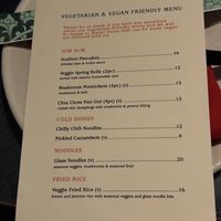 Vegan menu  at Duck Duck Goat in Chicago