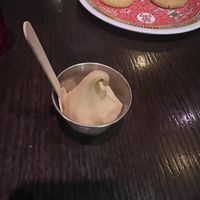 our server brought this amazing apple cider sorbet and it was literally delicious and i hate sorbet !  at Duck Duck Goat in Chicago