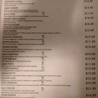 Lots of vegan-friendly options, though there may be a typo for the Daal Makhani. The waiter assured me there was no butter or ghee and that only vegetable oil is used for the vegan-listed dishes. at Spice of India in Hesperia
