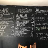 Menu at Madre Tierra in Hermosillo