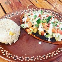 Vegan huarache at Madre Tierra in Hermosillo