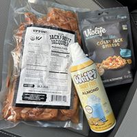 jackfruit, vegan whipped cream, and vegan colby jack cheese  at San Diego Vegan Market in San Diego