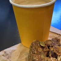 Coffee and flapjack  at Steampunk in North Berwick