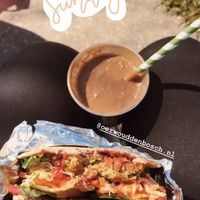 Pita falafel and chocolate smoothie at Oerwoud in Den Bosch