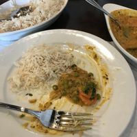 Vegetable Jalfrezie and basmati rice at Zeera  at Zeera in Fuquay Varina