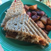 Reuben sandwich with potatoes. Delicious!  at The Grain Cafe in Long Beach