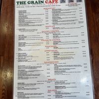 Menu page 1  at The Grain Cafe in Long Beach
