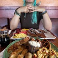 Waffle deluxe at The Grain Cafe in Long Beach