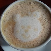 Adorable latte art at The Grain Cafe in Long Beach