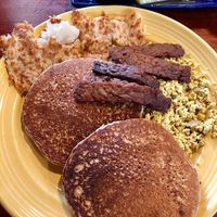 The Grain bfast plate with hashbrowns and tempeh bacon at The Grain Cafe in Long Beach
