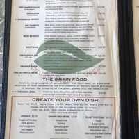 menu at The Grain Cafe in Long Beach