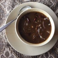 vegan French onion soup  at Tip Top Restaurant in Rishikesh