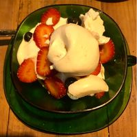 Homemade yoghurt with berries and mareng. Delicious :-) at Dosa Nova in Sitges