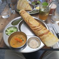 Daily special with burger one in background at Dosa Nova in Sitges