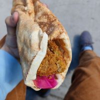 Falafel pita that is packed at Pita Pockets in Amherst