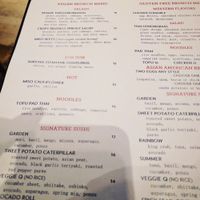 Vegan Menu at Sunda in Chicago