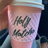 Strawberry rose with oat milk (this is a special for anniversary) So yummy I hope they keep it at Holy Matcha - North Park in San Diego
