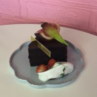 Loved the presentation for this chocolate avocado cake.  at The Nilk Factory - 더닐크팩토리 in Seoul