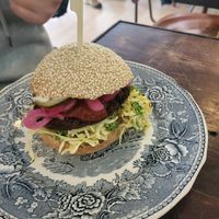 Regular burger at Cafe Kosmos in Odense