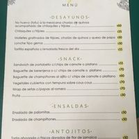 Menu at El Vegano in Guadalajara