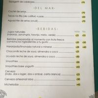 Menu at El Vegano in Guadalajara