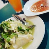 comida del día: enchiladas suizas y fideos at El Vegano in Guadalajara