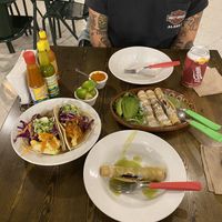 Flautas and no fish taco at El Vegano in Guadalajara