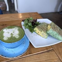 Burrito with matcha   at Green Table Cafe in Los Angeles