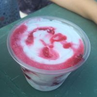 Raspberry ripple vegan ice cream  at Beach Treats in Huacas
