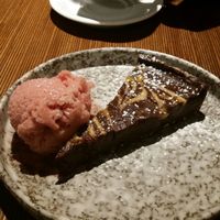 Vegan chocolate and orange torte with blood orange sorbet at ASK Italian in Yeovil