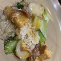 Tofu , water chestnuts, lotus stem rice bowl  at Burma Burma in Gurgaon