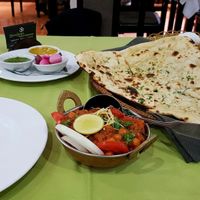 Channa Masala and garlic naan. at Shiva Shakti Indian Restaurant in Hue