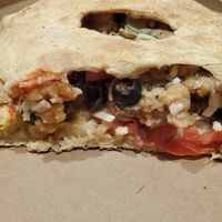 Veggie calzone with tempeh and black olives at Mellow Mushroom in St Louis