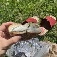 Tofu scallion cream cheese bagel   at Pick A Bagel in New York City