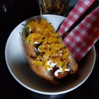 sausage in bun at Kaffi Havari in Djupivogur