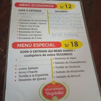 Menú at Vegetalia in Lima