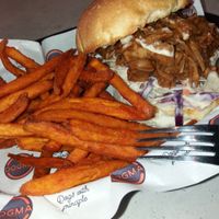 Pulled jackfruit and fried sweet potatoes at Dogma Cronulla in Cronulla