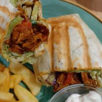 Gyros-Wrap with housemade Seitan at Green Leaf Cafe in Erding