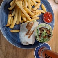 Gyros wrap with fries at Green Leaf Cafe in Erding