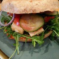 mediterraner Bagel   at Green Leaf Cafe in Erding