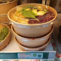 This vegan bowl looks promising with cous cous, chickpeas, edamame, quinoa, falafel, beet, avocado and more (8.90€) at Mr Clou - Hauptbahnhof in Frankfurt