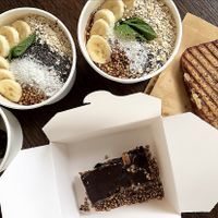 Tyblat smoothie bowls, cashew, cacao and matcha energy balls, raw snickers & toasted banana bread - does it get any better than this?  at Greentrees The Juicery - Lorettostrasse in Dusseldorf