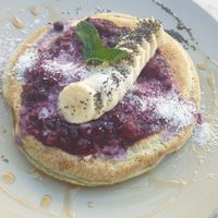 Matcha pancake (vegan) at Greentrees The Juicery - Lorettostrasse in Dusseldorf