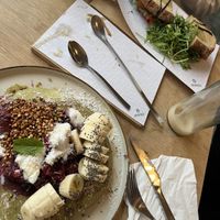 Matcha pancake and pesto sandwich  at Greentrees The Juicery - Lorettostrasse in Dusseldorf