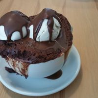 Hot Chocolate Pudding with Ice - Cream - all vegan. at Grassroots Health in Edinburgh