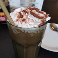Blended banana coffee at Grassroots Health in Edinburgh
