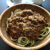 Veggetti with Walnut Bolognese at Grassroots Health in Edinburgh