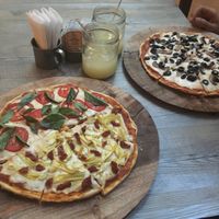 Vegan pizzas at La Matatena Pizzeria in Oaxaca