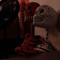 Dia de los Muertos decorations at La Matatena Pizzeria in Oaxaca