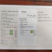 Menu at Be Cosy Rest formerly Blue Lagoon - Maybe closed in Koh Chang